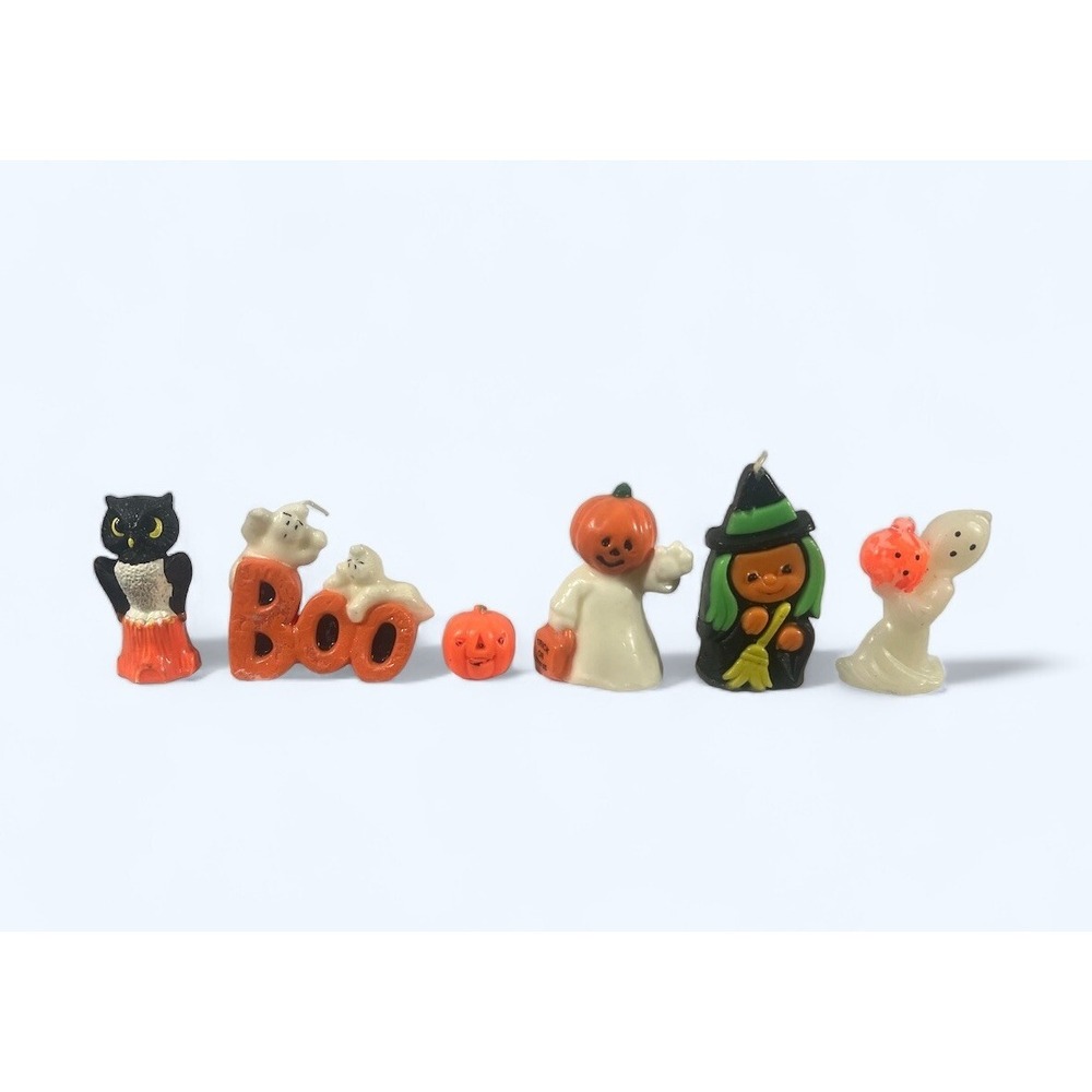 Vintage Gurley Halloween Candles Lot Witch Black Cat Skull Pumpkin